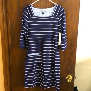 Tribal navy 3/4 sleeve dress